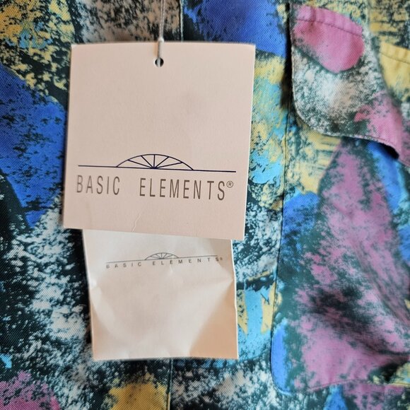 Basic Elements Abstract Shirt 100% Silk Size M Collared Long Sleeve Button Down - Picture 3 of 10